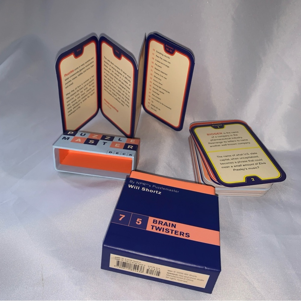 Puzzle Master Brainteasers 75 Brain Twisters Card Deck Will Shortz Wordplay Game